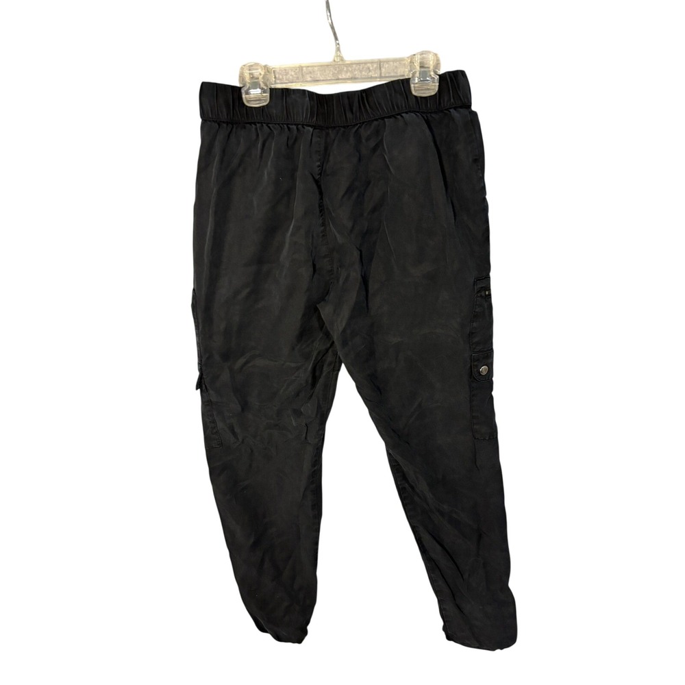 Banana‎ Republic Cargo Joggers Womens XS Black Elastic Waist Drawstring Zipper